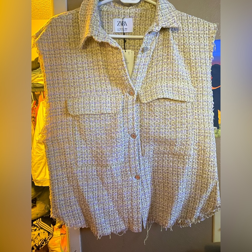 Tweed Novelty Button Cropped